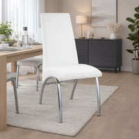 Polyurethane Upholstered Metal Side Chair, Set of Two, White and Silver - BM185667