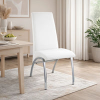 Polyurethane Upholstered Metal Side Chair, Set of Two, White and Silver - BM185667