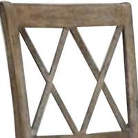 Fabric Padded Side Chairs with Double X Shaped Back, Set of 2, Brown - BM186179