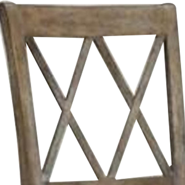 Fabric Padded Side Chairs with Double X Shaped Back, Set of 2, Brown - BM186179