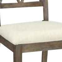 Fabric Padded Side Chairs with Double X Shaped Back, Set of 2, Brown - BM186179