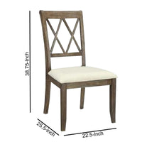 Fabric Padded Side Chairs with Double X Shaped Back, Set of 2, Brown - BM186179