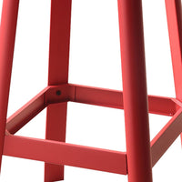 Industrial Style Metal Frame and Wooden Bar Stool, Brown and Red - AMF-72334