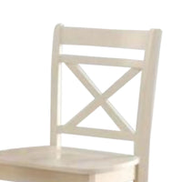 Transitional style Wooden Counter Height Chair with Cross Back, Set of 2, Cream - AMF-72547