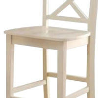 Transitional style Wooden Counter Height Chair with Cross Back, Set of 2, Cream - AMF-72547
