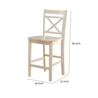 Transitional style Wooden Counter Height Chair with Cross Back, Set of 2, Cream - AMF-72547