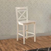 Transitional style Wooden Counter Height Chair with Cross Back, Set of 2, Cream - AMF-72547
