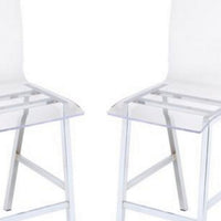 Counter Height Dining Chair Clear Acrylic, Chrome, Set of 2 - AMF-72592