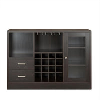 Wooden Server with One Side Door Storage Cabinets and Two Drawers, Espresso Brown - AMF-72640