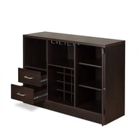 Wooden Server with One Side Door Storage Cabinets and Two Drawers, Espresso Brown - AMF-72640
