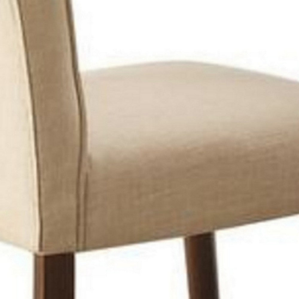 Dining Chair with Fabric Button Tufted Back, Set of 2, Beige - AMF-72822