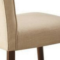Dining Chair with Fabric Button Tufted Back, Set of 2, Beige - AMF-72822