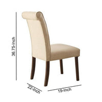 Dining Chair with Fabric Button Tufted Back, Set of 2, Beige - AMF-72822