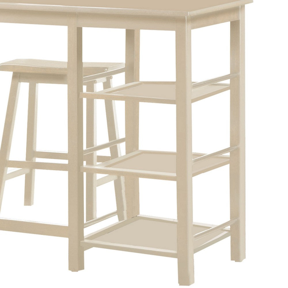 Spacious Counter Height Set, Off White, 3 Piece Pack - AMF-73052