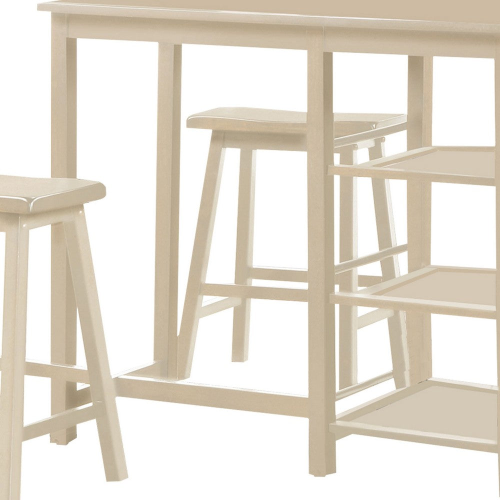 Spacious Counter Height Set, Off White, 3 Piece Pack - AMF-73052