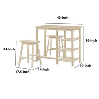 Spacious Counter Height Set, Off White, 3 Piece Pack - AMF-73052