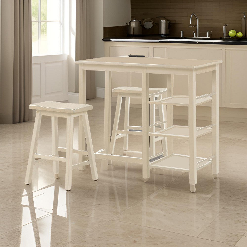 Spacious Counter Height Set, Off White, 3 Piece Pack - AMF-73052