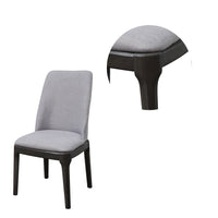 Linen Upholstered Wooden Side Chair with Curved Backrest and Block Legs, Set of 2, Gray - AMF-73172