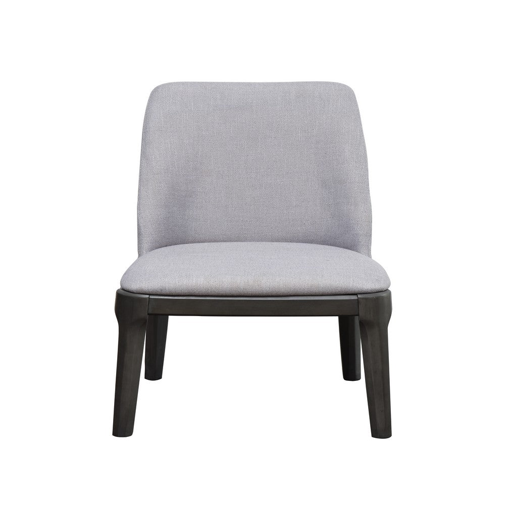 Linen Upholstered Wooden Side Chair with Curved Backrest and Block Legs, Set of 2, Gray - AMF-73172