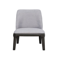 Linen Upholstered Wooden Side Chair with Curved Backrest and Block Legs, Set of 2, Gray - AMF-73172