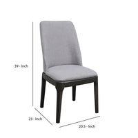 Linen Upholstered Wooden Side Chair with Curved Backrest and Block Legs, Set of 2, Gray - AMF-73172