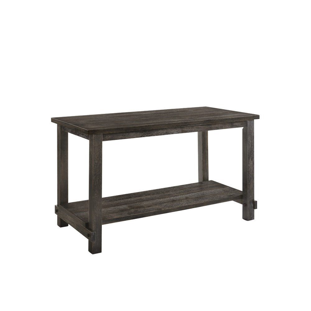 Counter Height Wooden Dining Table with Open Bottom Shelf, Gray - AMF-73830
