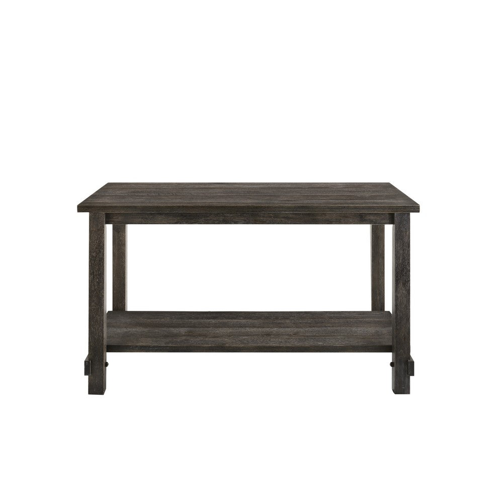 Counter Height Wooden Dining Table with Open Bottom Shelf, Gray - AMF-73830