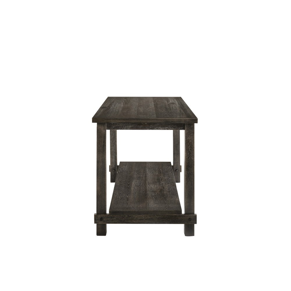 Counter Height Wooden Dining Table with Open Bottom Shelf, Gray - AMF-73830