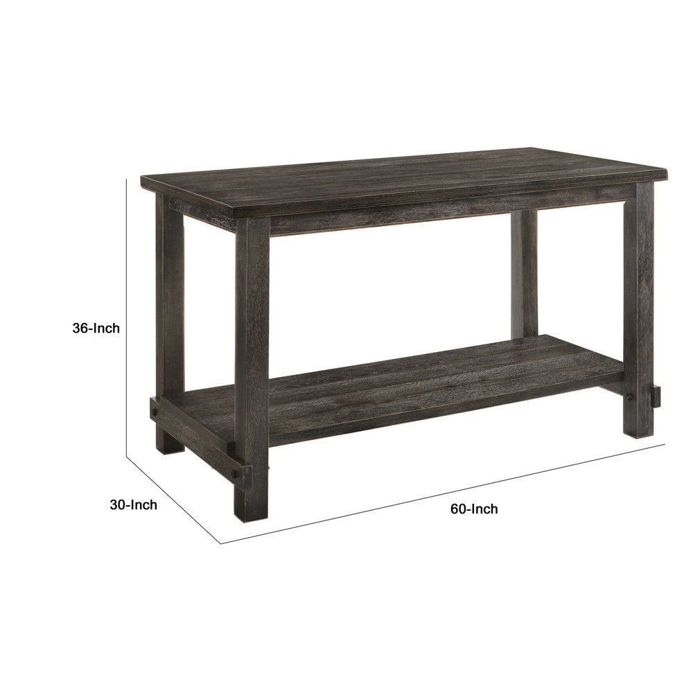 Counter Height Wooden Dining Table with Open Bottom Shelf, Gray - AMF-73830