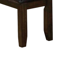 Rectangular Wooden Bench with Button Tufted Leatherette Seat, Brown - BM196678