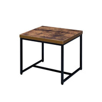 Contemporary Style Rectangular Wood and Metal End Table, Brown and Black - AMF-80617