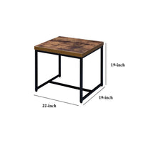 Contemporary Style Rectangular Wood and Metal End Table, Brown and Black - AMF-80617