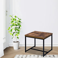 Contemporary Style Rectangular Wood and Metal End Table, Brown and Black - AMF-80617