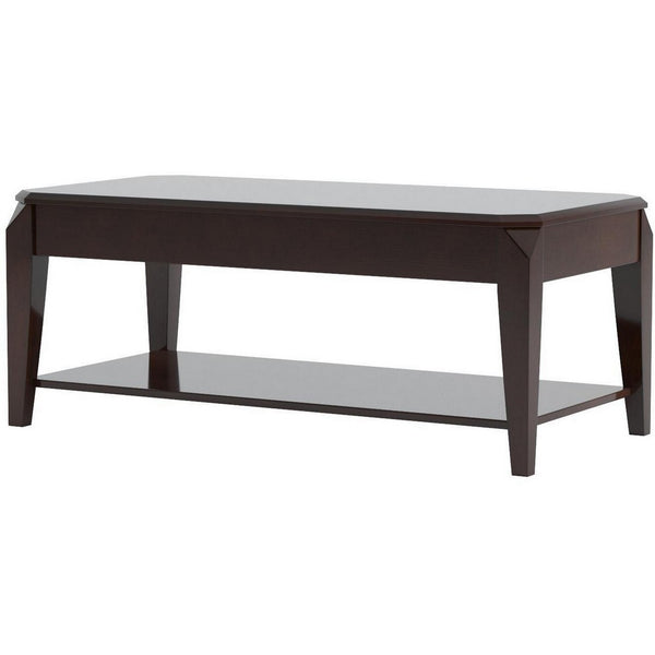 Wooden Coffee Table with Lift Top and Open Bottom Shelf, Brown - BM156765