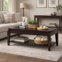 Wooden Coffee Table with Lift Top and Open Bottom Shelf, Brown - BM156765