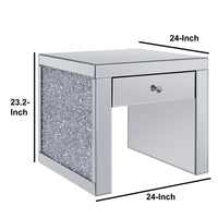 Wood and Mirror End Table with One Drawer, Clear - AMF-81477