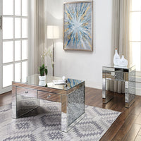 Wood and Mirror End Table with One Drawer, Clear - AMF-81477