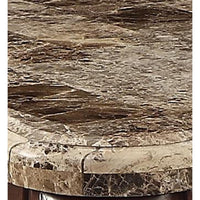 Square Marble Top End Table With Carved Floral Motifs Wooden Feet, Brown - AMF-81697
