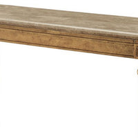 Marble Top Sofa Table With Fluted Detail Wooden Turned Legs, Gold - BM185786