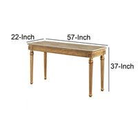 Marble Top Sofa Table With Fluted Detail Wooden Turned Legs, Gold - BM185786