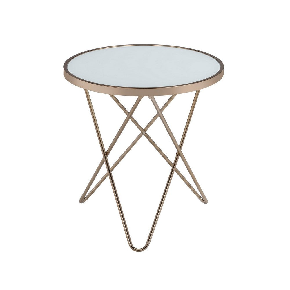 Valora End Table, Frosted Glass & Champagne - AMF-81827