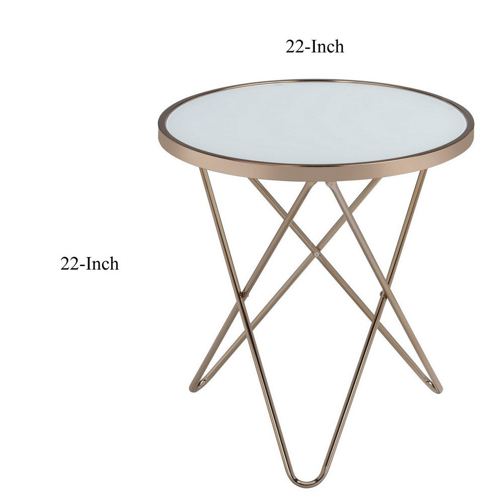 Valora End Table, Frosted Glass & Champagne - AMF-81827