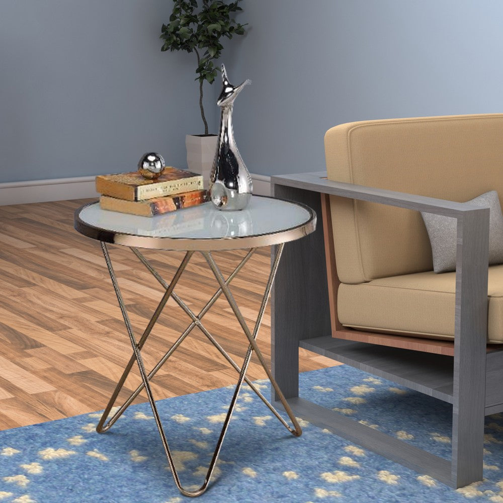 Valora End Table, Frosted Glass & Champagne - AMF-81827