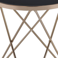 Valora End Table, Black Glass & Champagne - AMF-81832