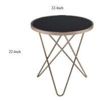 Valora End Table, Black Glass & Champagne - AMF-81832