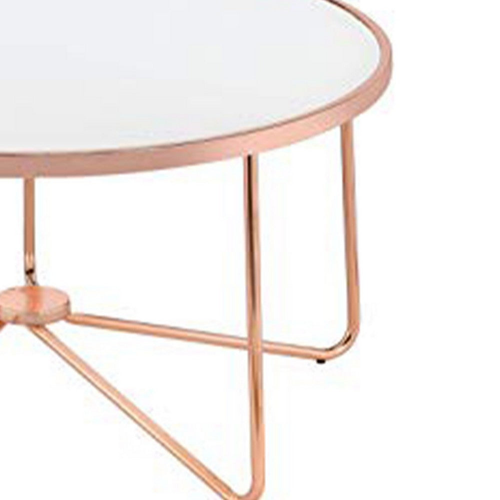 Striking Coffee Table, Frosted Glass & Rose Gold - AMF-81835