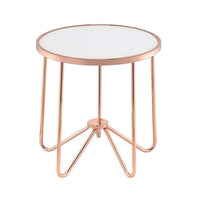 Alivia End Table, Frosted Glass & Rose Gold - AMF-81837