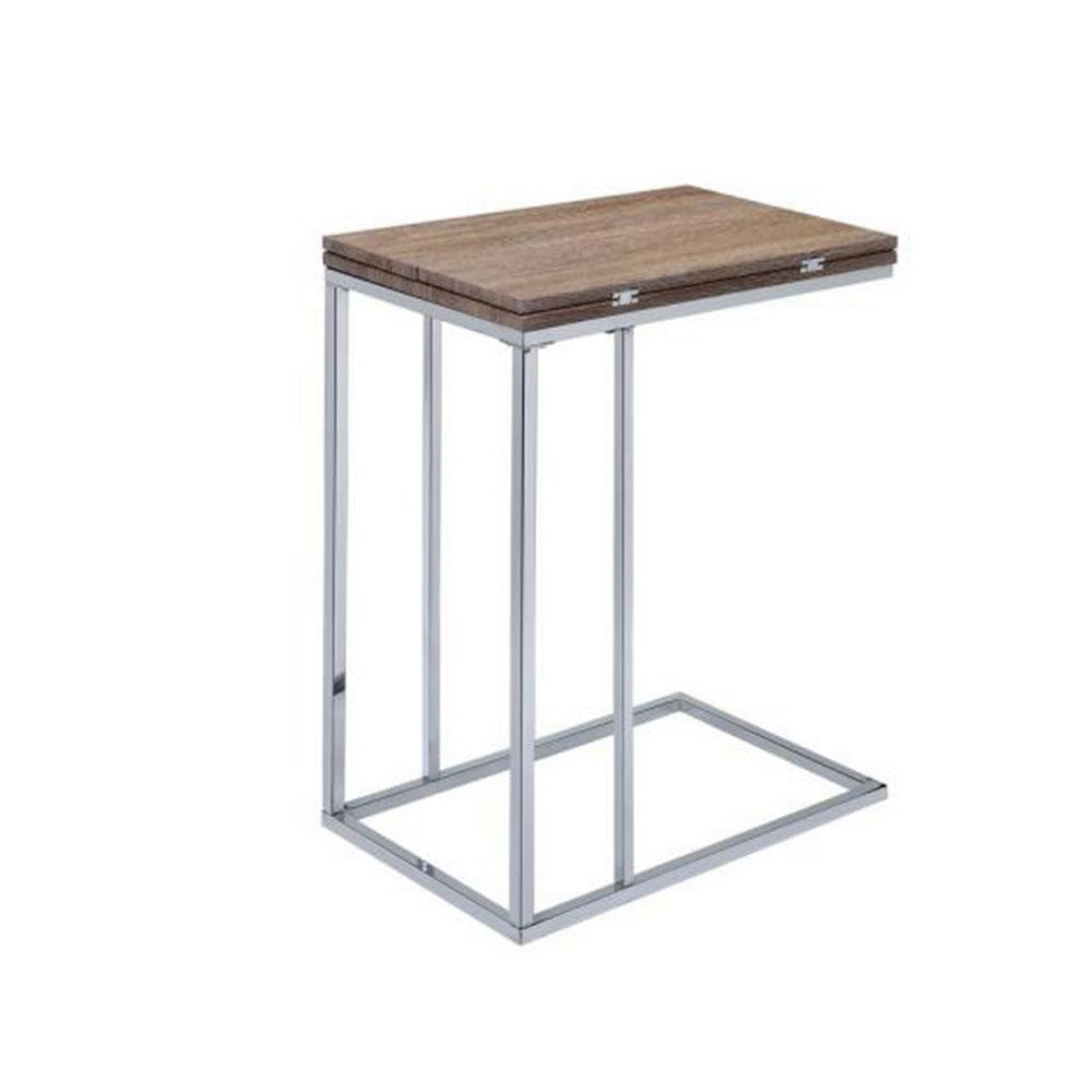 Vogue Side Table, Weathered Oak & Chrome - AMF-81849