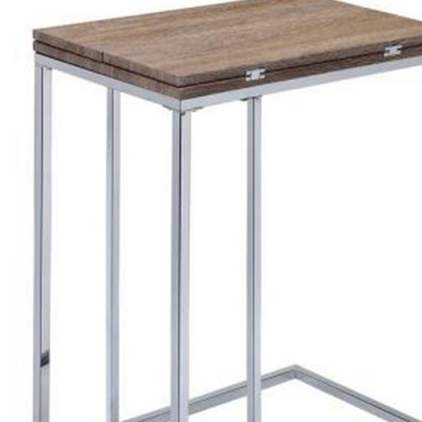 Vogue Side Table, Weathered Oak & Chrome - AMF-81849