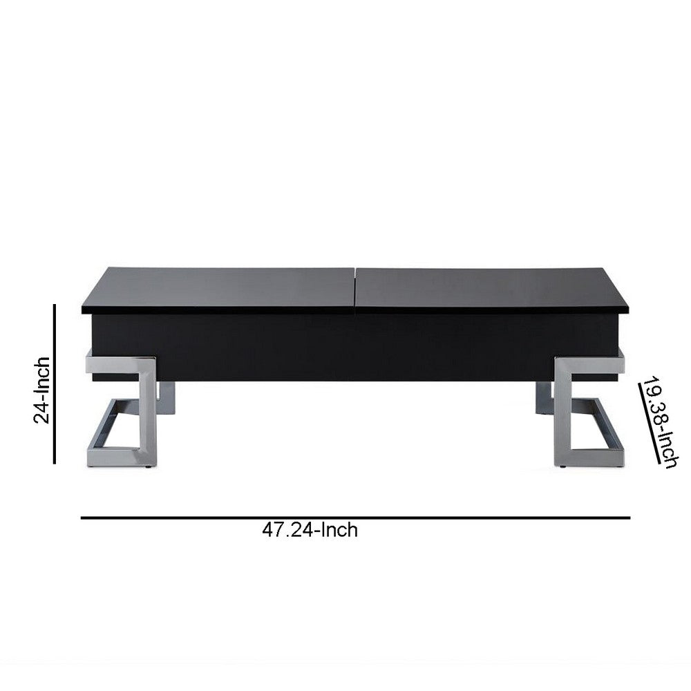 BM185789 Wooden Coffee Table With Lift Top Storage Space, Black